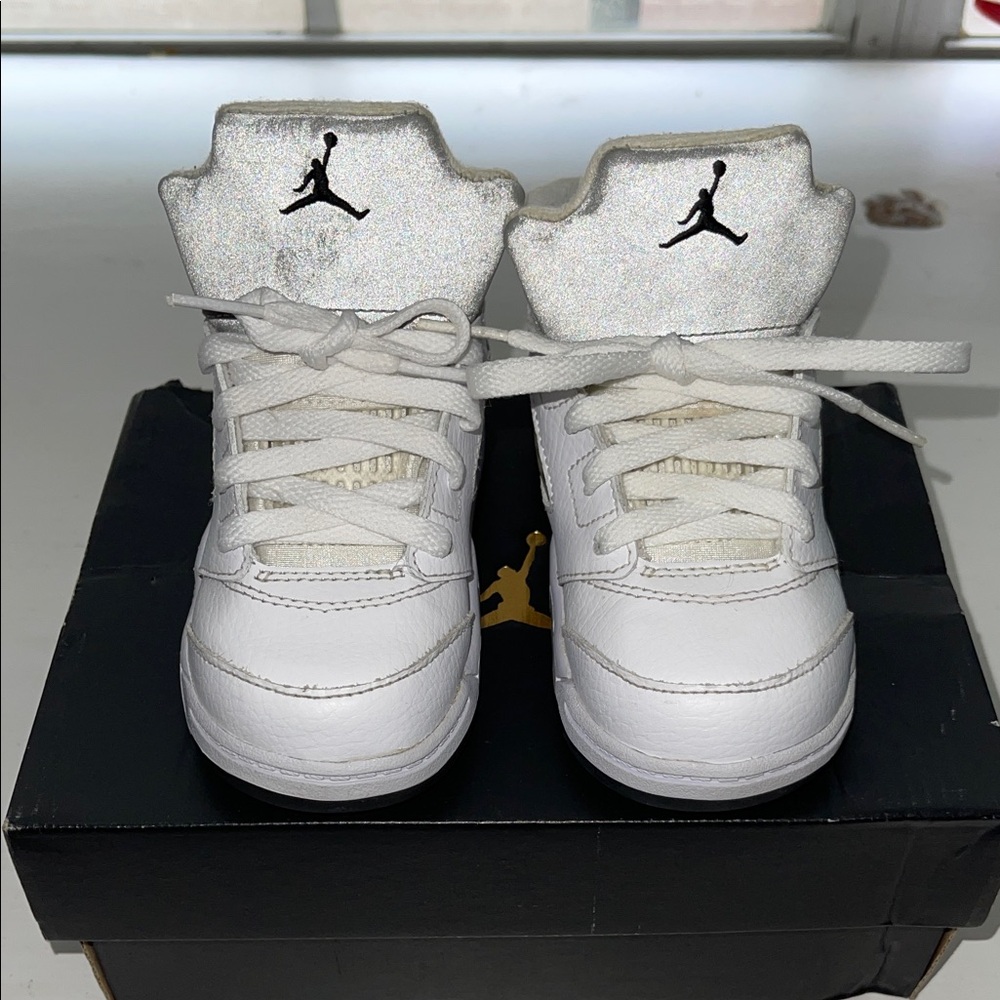 Jordan Kids White Sneakers with Black Logo